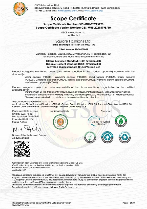 GRS RCS  OCS Scope Certificate (Square Fashions Lt