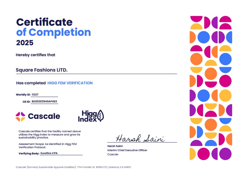 Higg FEM Verification Certificate