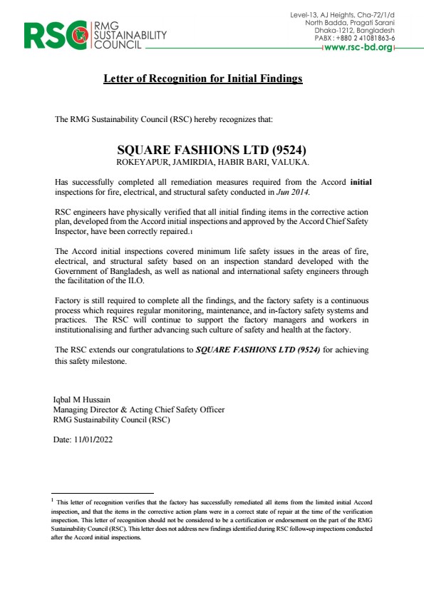 RSC_Recognition Letter_9524_SQUARE FASHIONS LTD