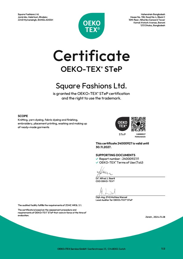 STeP BY OEKO TEX -certificate-24000927-Square Fash